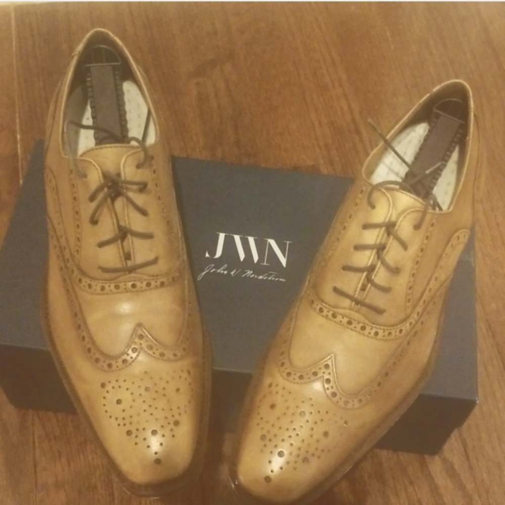 John W. Nordstrom beige wingtip Oxford shoes